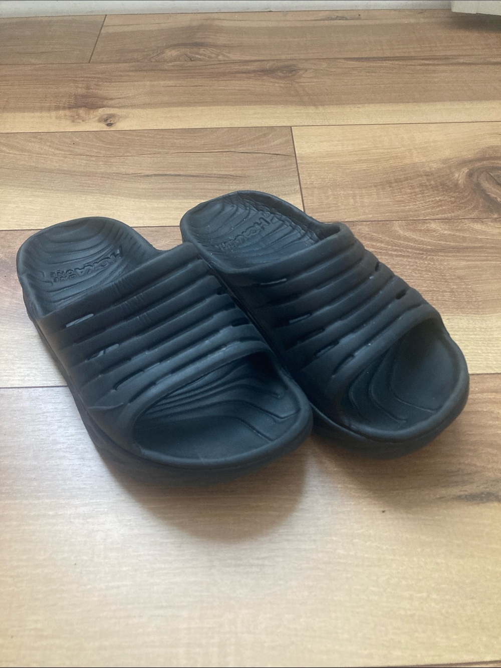 Hoka One One Black Recovery Slide Sandals